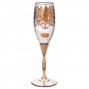 Бокалы для шампанского 6 шт  Art Decor "Позитано /Джевел /Ассорти" золотая ножка/стразы / 147763