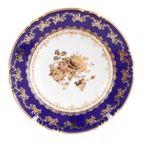 Набор тарелок 23 см 6 шт глубокие  Thun "Констанция /Золотые розы /Кобальт" / 171665