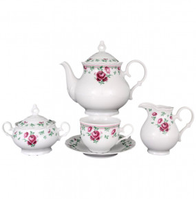 Чайный сервиз на 6 персон 15 предметов  Bohemia Porcelan Moritz Zdekauer 1810 s.r.o. "Офелия 922 /Розочки" / 065165