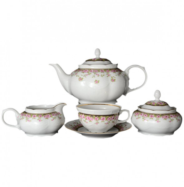 Чайный сервиз на 6 персон 15 предметов  Thun &quot;Николь /Летний сад&quot; / 036187