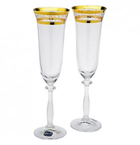 Бокалы для шампанского 190 мл 2 шт  Crystalex CZ s.r.o. "Анжела /Золотые листики" / 111963