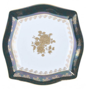 Тарелка 21,5 см 1 шт  Royal Czech Porcelain "Львов /Золотая роза /Зеленая" / 204803