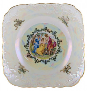 Салатник 24 см квадратный  Royal Czech Porcelain "Рококо /Мадонна перламутр" / 204825