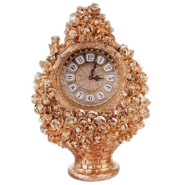 Часы каминные 68 см &quot;Royal Classics /Корзина с розами /Золото&quot; / 151348