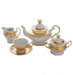Чайный сервиз на 6 персон 15 предметов  Bohemia Porcelan Moritz Zdekauer 1810 s.r.o. "Анжелика 813 /Королевская лилия" / 100570