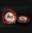 Набор тарелок 19 см 6 шт  Bohemia Porcelan Moritz Zdekauer 1810 s.r.o. &quot;Магнолия /Охота красная&quot; / 039483