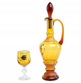 Набор для вина 7 предметов (графин + 6 бокалов по 150 мл) янтарная  Nd Art "Золотой тюльпан" / 200581
