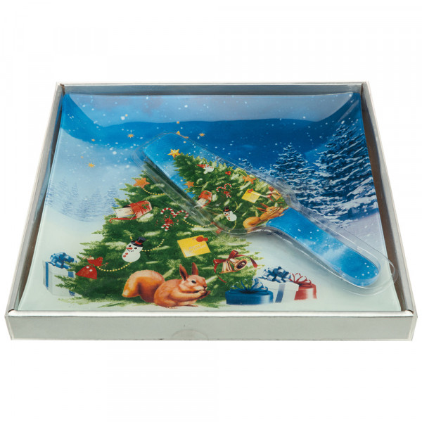 Тарелка для торта 30 х 30 см квадратная с лопаткой  LEFARD &quot;Рождественская сказка&quot; / 268434