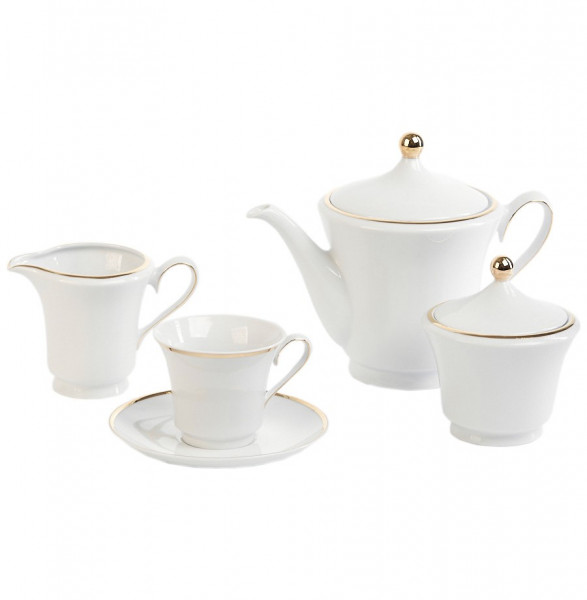 Чайный сервиз на 6 персон 15 предметов  Porcelaine Czech Gold Hands &quot;Маргарет /Отводка золото&quot; / 225999