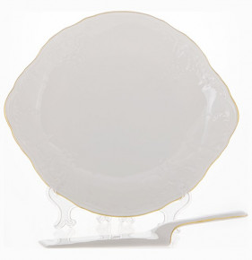 Тарелка для торта 27 см с лопаткой  Thun "Бернадотт /Отводка золото" / 094911