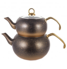 Набор чайников 2 предмета (заварочный 1,6 л, чайник 3 л)  O.M.S. Collection "Granite Tea Pot /Gold" / 150870