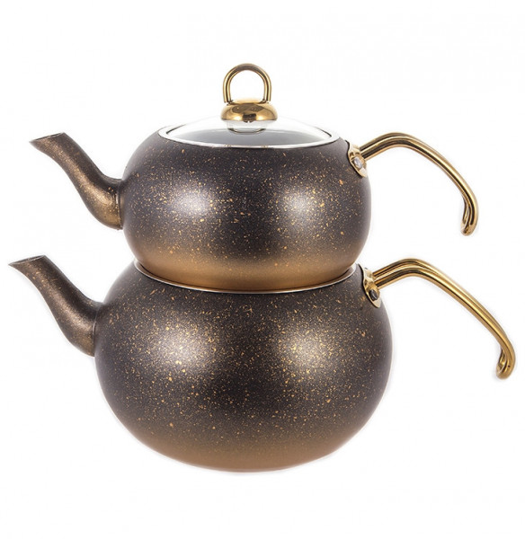 Набор чайников 2 предмета (заварочный 1,6 л, чайник 3 л)  O.M.S. Collection &quot;Granite Tea Pot /Gold&quot; / 150870