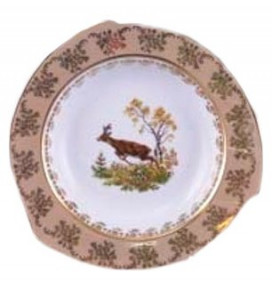 Набор тарелок 22,5 см 6 шт глубокие  Royal Czech Porcelain "Хаппа /Охота бежевая" / 203496