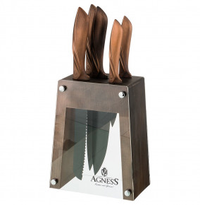 Набор кухонных ножей 6 предметов на подставке "Agness" / 207765