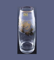 Ваза для цветов 28 см прозрачная  Egermann "Золотая роза" / 018880