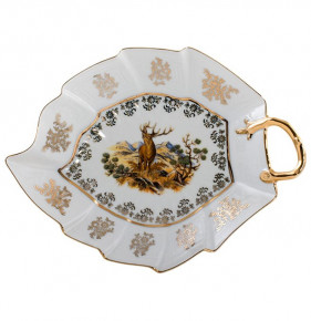 Салатник 21 х 16 см Лист  Royal Czech Porcelain "Офелия /Охота белая" / 203963