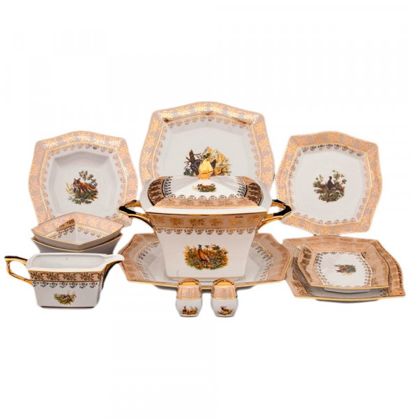 Столовый сервиз на 6 персон 26 предметов  Royal Czech Porcelain &quot;Львов /Охота бежевая&quot; / 203492