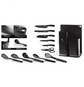 Набор кухонных ножей и аксессуаров на подставке 13 предметов  Berlinger Haus "Black Silver Line" / 280761