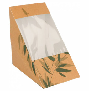 Коробка для тройного сэндвича с окном 12,4 х 12,4 х 8,3 см 100 шт  Garcia De Pou "Feel Green" / 317266
