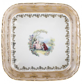 Салатник 24 см квадратный  Royal Czech Porcelain "Львов /Барокко бежевое" / 203603