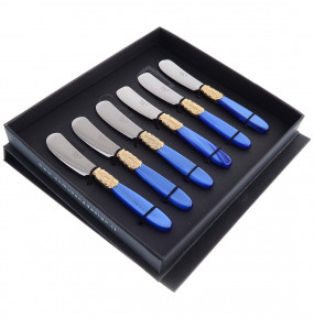 Столовые приборы 6 предметов Ножи для масла  Domus Design "D&D /Виктория" синяя ручка  / 201546