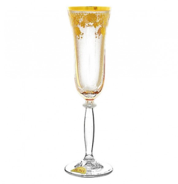 Бокалы для шампанского 180 мл 6 шт  Rona &quot;Миранда /Амбер с золотыми колокольчиками&quot; / 018454