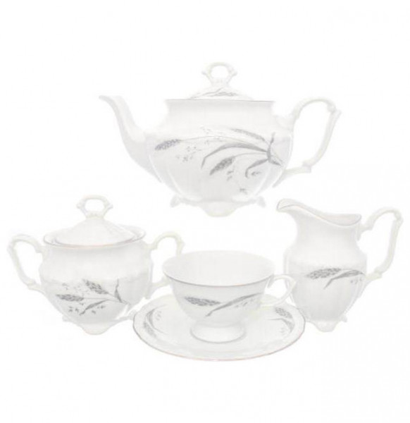 Чайный сервиз на 6 персон 15 предметов  Repast &quot;Мария-Тереза /Серебряные колосья&quot; (классическая чашка) / 236361