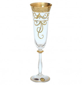 Бокалы для шампанского 190 мл 6 шт  Star Crystal "Анжела /Матовая полоса /золотые завитушки 2" SC / 137247
