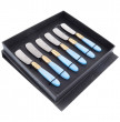 Столовые приборы 6 предметов Ножи для масла  Domus Design &quot;D&amp;D /Виктория&quot; небесно-голубая ручка / 201547