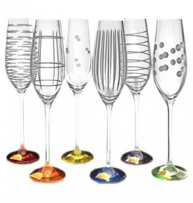 Бокалы для шампанского 210 мл 6 шт  Rona "Celebration /Разноцветные" / 061198
