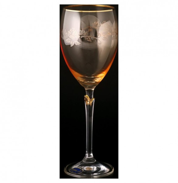 Бокалы для белого вина 250 мл 6 шт  Crystalex CZ s.r.o. &quot;Лили /Янтарь с рисунком&quot; / 086949