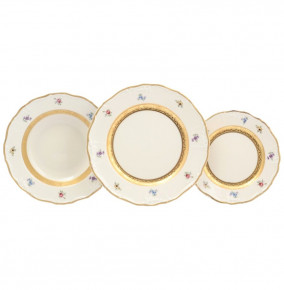 Набор тарелок 18 предметов  МаМ декор "Мария-Луиза /Мелкие цветы /золотая лента /СК" / 125729