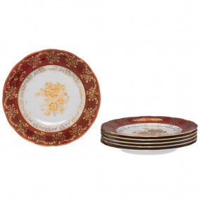 Набор тарелок 19 см 6 шт  Royal Czech Porcelain "Аляска /Золотая роза /Красная" / 203897