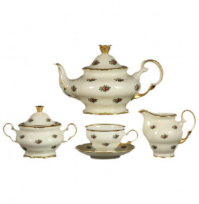 Чайный сервиз на 6 персон 15 предметов  Bohemia Porcelan Moritz Zdekauer 1810 s.r.o. "Анжелика /Маленькие розочки /СК" / 066496