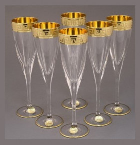 Бокалы для шампанского 200 мл 6 шт  Same Crystal "Версаче золото" / 031349