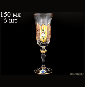 Бокалы для шампанского 150 мл 6 шт  Bohemia "Лаура /Хрусталь с золотом" / 069361