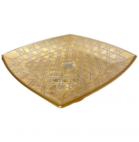 Блюдо квадратное н/н глубокое янтарное  Yagmur Hediyelik "Dior /Отводка золото" / 270611