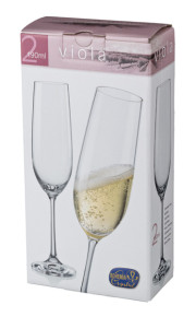 Бокалы для шампанского 190 мл 2 шт  Crystalex CZ s.r.o. "Виола /Новогодние колокольчики /золото" / 170187