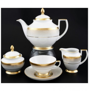 Чайный сервиз на 6 персон 15 предметов  Falkenporzellan "Констанц /Rio white gold" / 098788