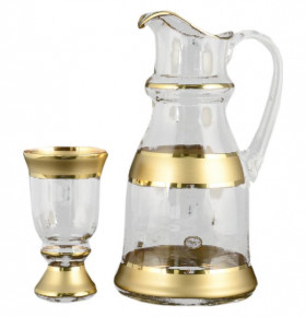 Набор для воды 7 предметов (кувшин 1,5 л + 6 стаканов)  Bohemia "Королевский /матовое золото" B-G / 099954