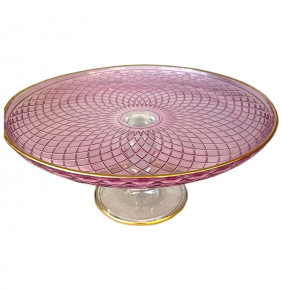 Блюдо 30 см круглое розовое  Yagmur Hediyelik "Polo /С золотом"  / 271657