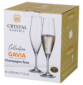 Бокалы для шампанского 210 мл 6 шт  Crystalite Bohemia "Gavia /Без декора" / 286777