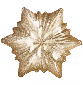 Блюдо 21 см Cнежинка  АКСАМ "Snowflake gold shiny" / 226076