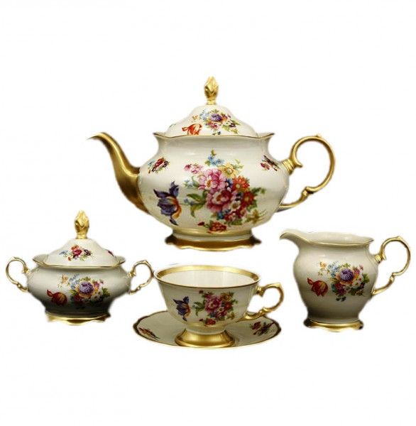 Чайный сервиз на 6 персон 15 предметов  Sterne porcelan &quot;Аляска /Перла /Полевой цветок /СК&quot; / 125420