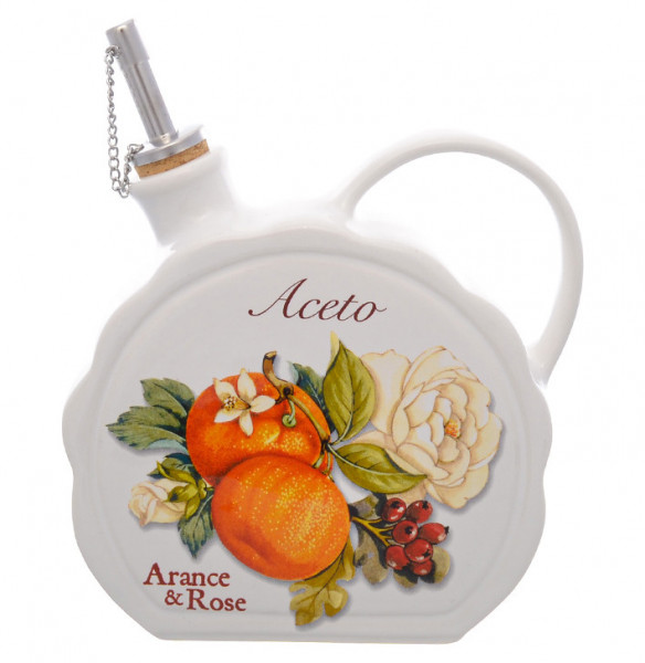 Графин 550 мл с крышкой для уксуса 18 см  Artigianato Ceramico by Caroline &quot;Artigianato ceramico /Апельсин и роза&quot; / 228493