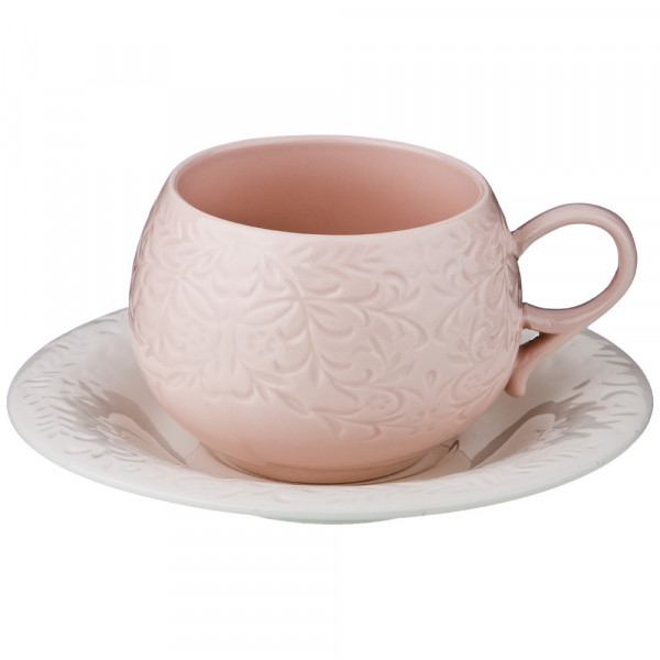 Набор чайных пар 200 мл 6 шт на подставке  LEFARD &quot;Розовый&quot; / 190653