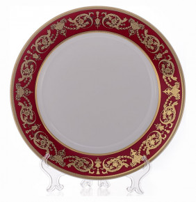 Набор тарелок 23 см 6 шт глубокие  Bavarian Porcelain "Александрия /Золотой узор на красном" / 070337