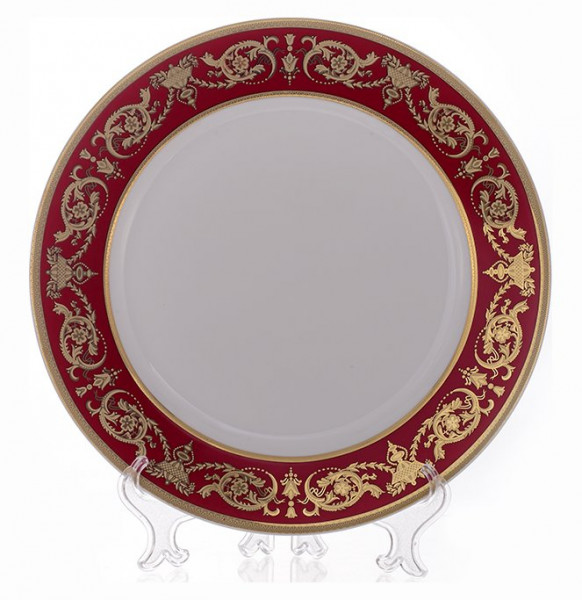 Набор тарелок 23 см 6 шт глубокие  Bavarian Porcelain &quot;Александрия /Золотой узор на красном&quot; / 070337