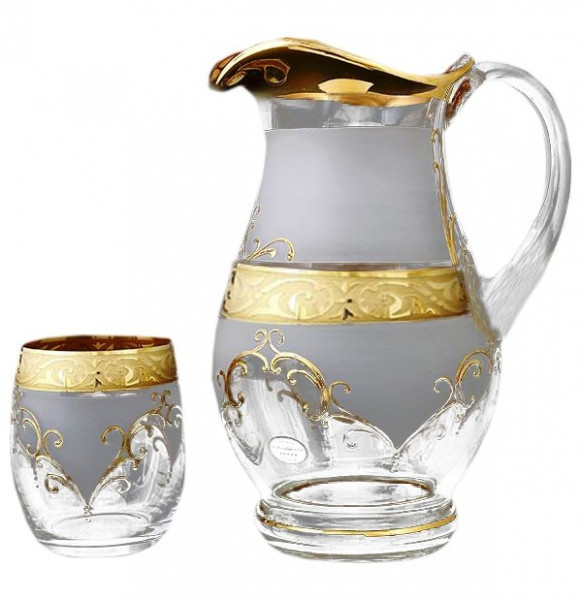 Набор для воды 7 предметов (кувшин 1,25 л + 6 стаканов)  Balvinglass &quot;Махараджа золото&quot; / 121111