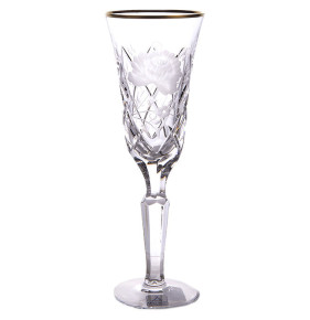 Бокалы для шампанского 200 мл 6 шт  Arnstadt Kristall "Роза /Золотой кант" / 159630
